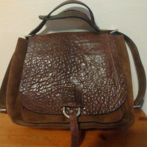 D2 Brown Suede Genuine Leather Hobo Shoulder Purse Made in Italy